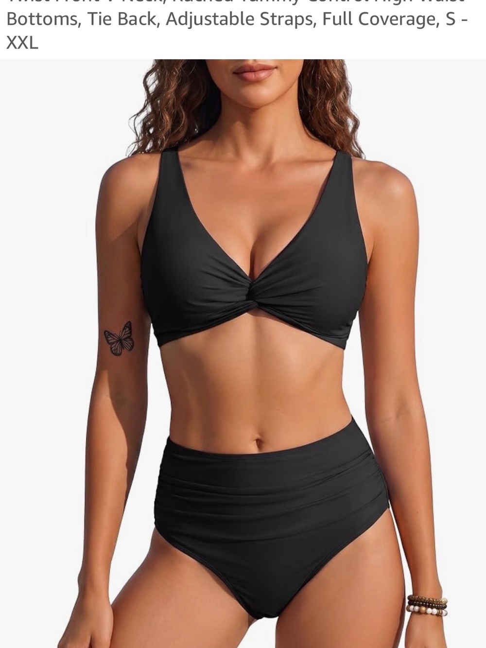 Oris Black Twist-Front High-Waist Bikini Set